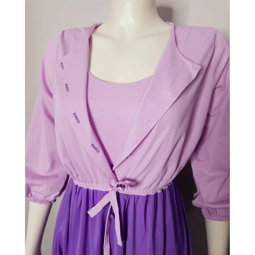 Vintage 1960s Nightgown and Robe, Purple, Colourblocked, Loungewear
